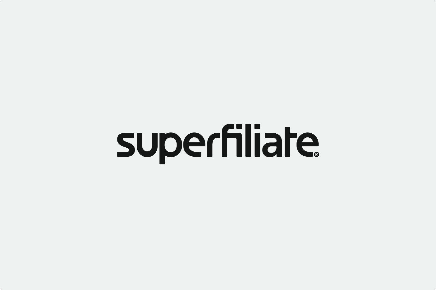 The image displays the word "superfiliate" in bold, black lowercase letters on a light gray background.