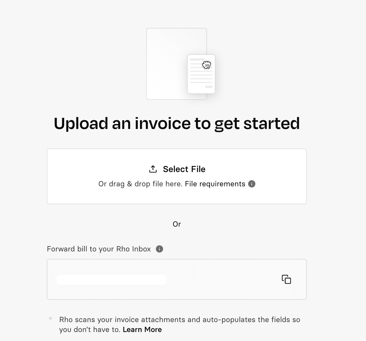 Uploading an invoice to create a bill in Rho
